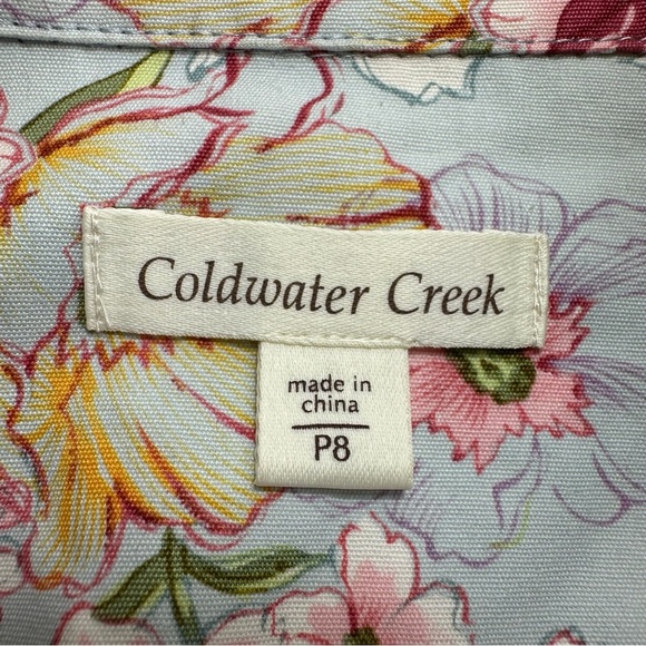 NWOT Coldwater Creek Denim Jacket Women’s 8P Pastel Floral Pockets Cotton - Picture 4 of 8